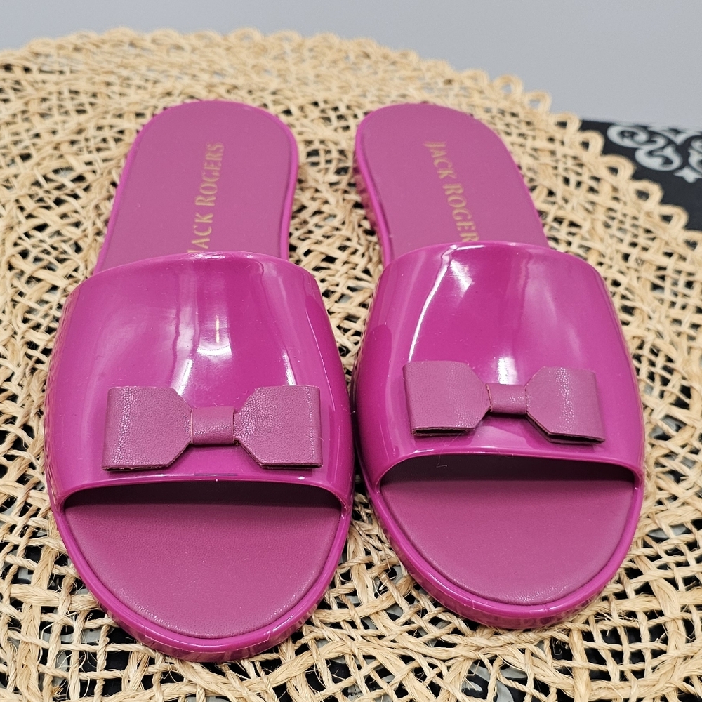 Jack Rodgers Pink Bow Slides Size 9